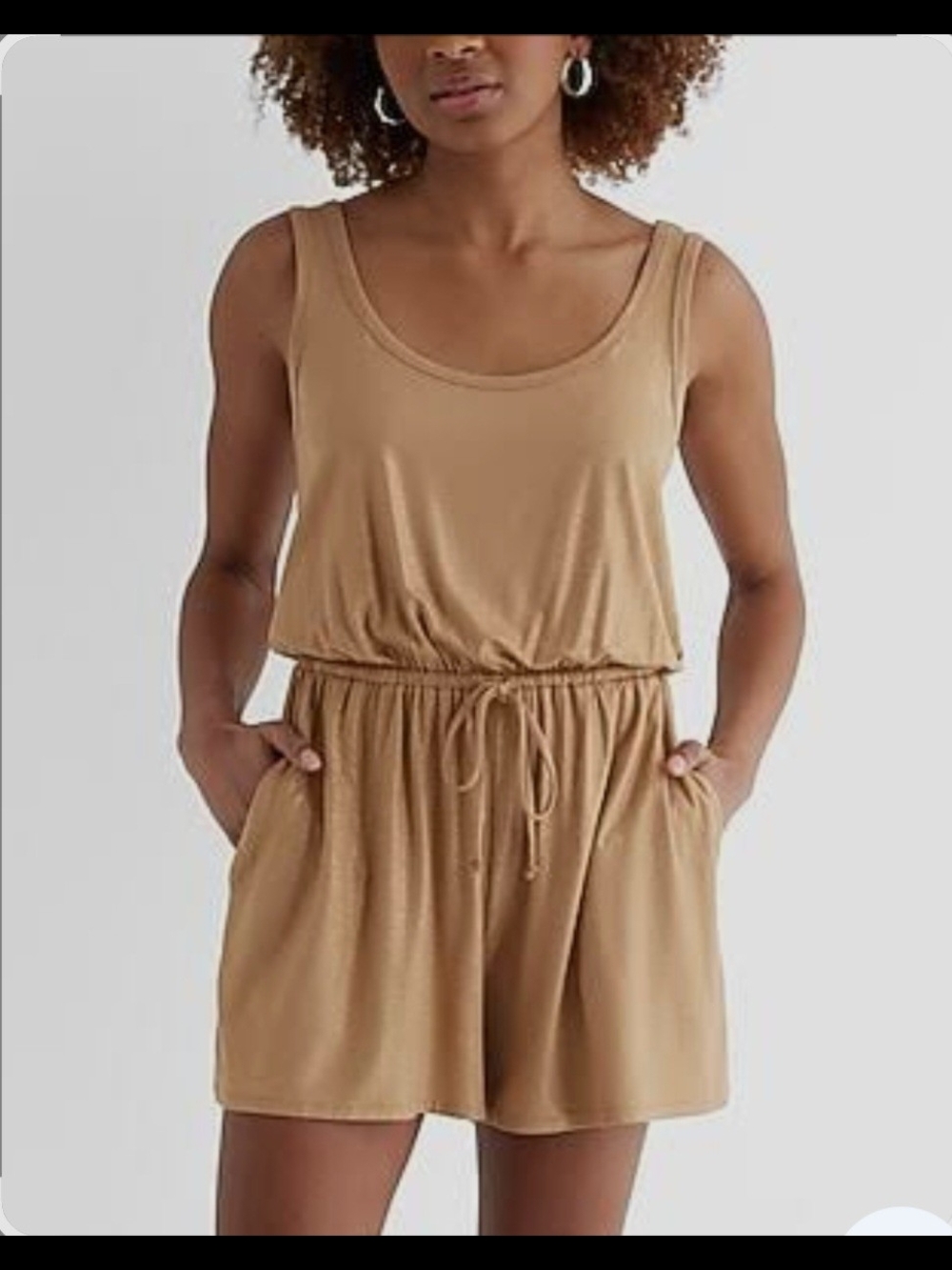 Express Gold Crewneck Romper with Subtle Metallic Flecks